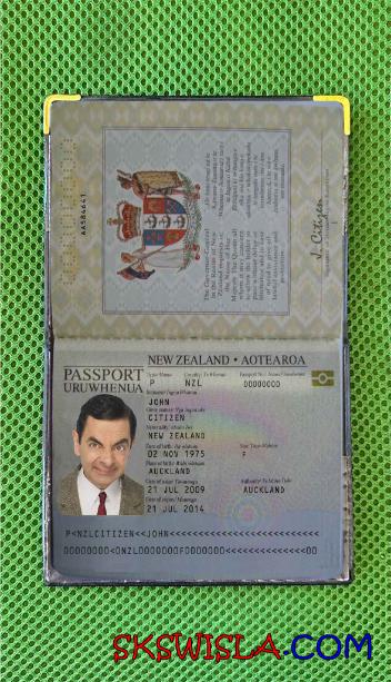 Nowa Zelandia paszport (2005-2009) wygląd zdjęcia pliki PSD, skan i fotografowany obraz